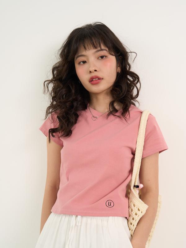 Áo babytee thun zip cotton mềm co dãn - Gummy Tee - ufo.thebasic Top Nữ Women Cổ Tròn Áo Thun