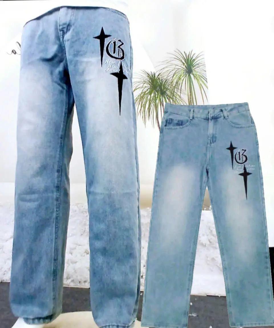 Quần jean ống suông from bagyy hách giáng hoạ tiết thêu Menswear Pants Có Túi
