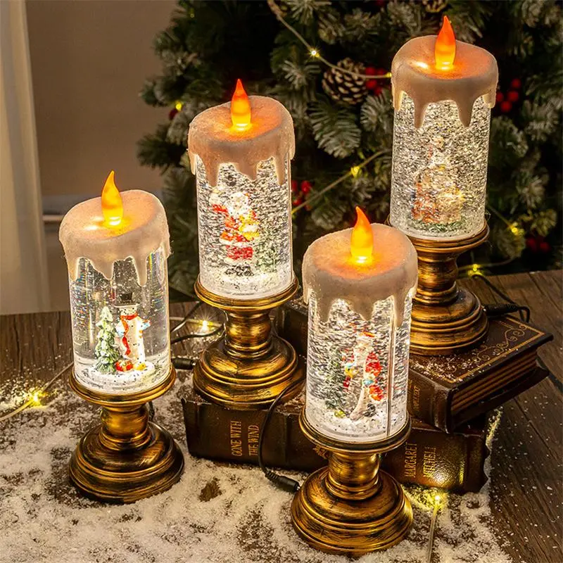 Candles Design LED Candle Light, 1 Count Battery Powered Flickering Flameless Candle Light, Glittering Spinning Candle Light for Christmas Decorations, the Range LED Candle 0