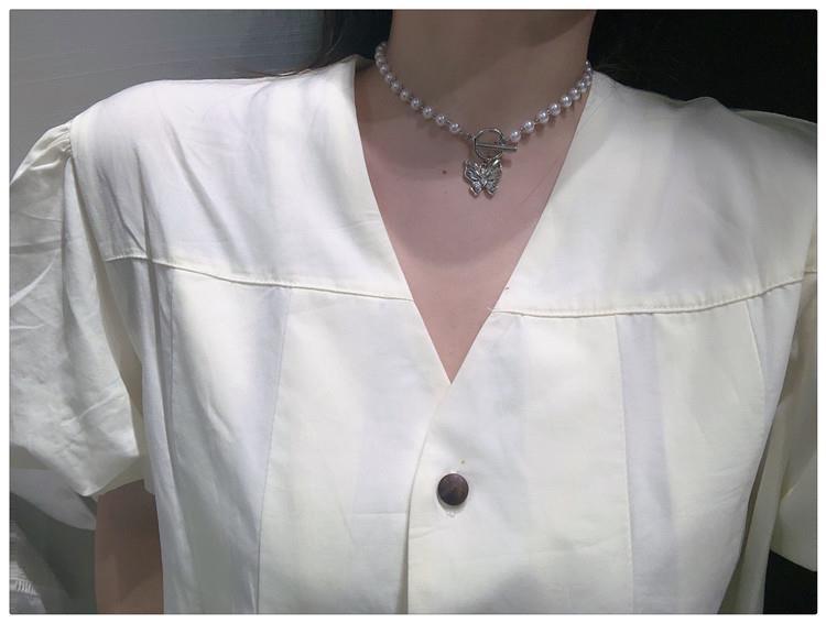 Product Introduction of Luxurious Luxurious California Girl ~ Super Fairy Diamond-Studded Pearl Butterfly Collarbone Chain Cool Disco Choker Necklace Neck Chain Trend 11