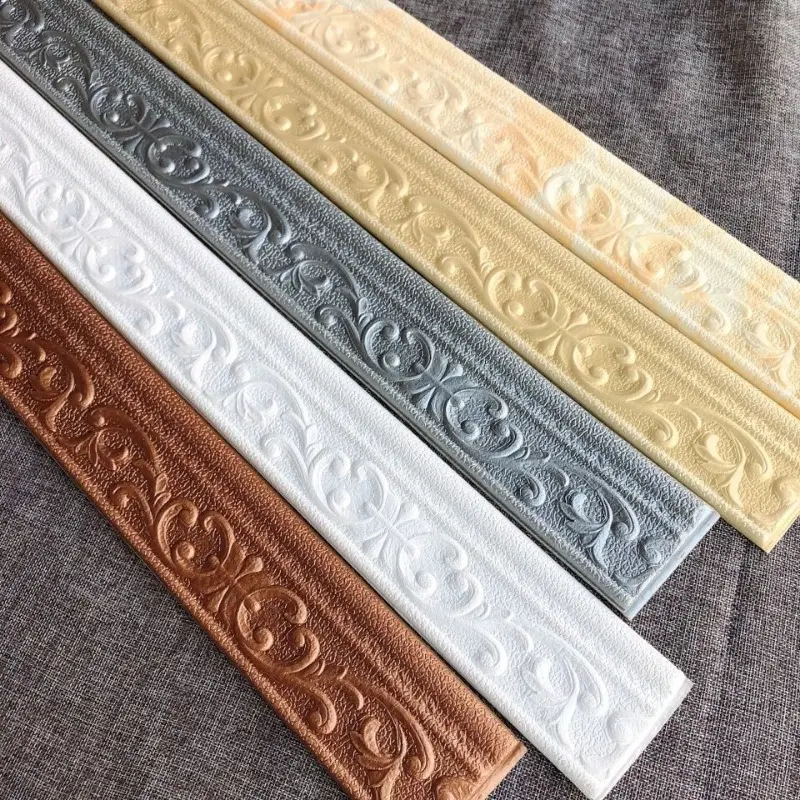 Waterproof self-adhesive 3d three-dimensional skirting line wall sticker TV background wall border banding strip foam waist line decorative sticker