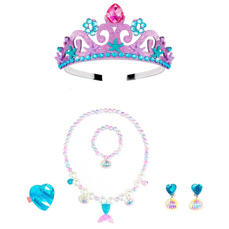 Product Introduction of Mermaid Princess Party Headband Children's Shell Necklace Bracelet Ring Ear Clip Costume Set Accessories 4