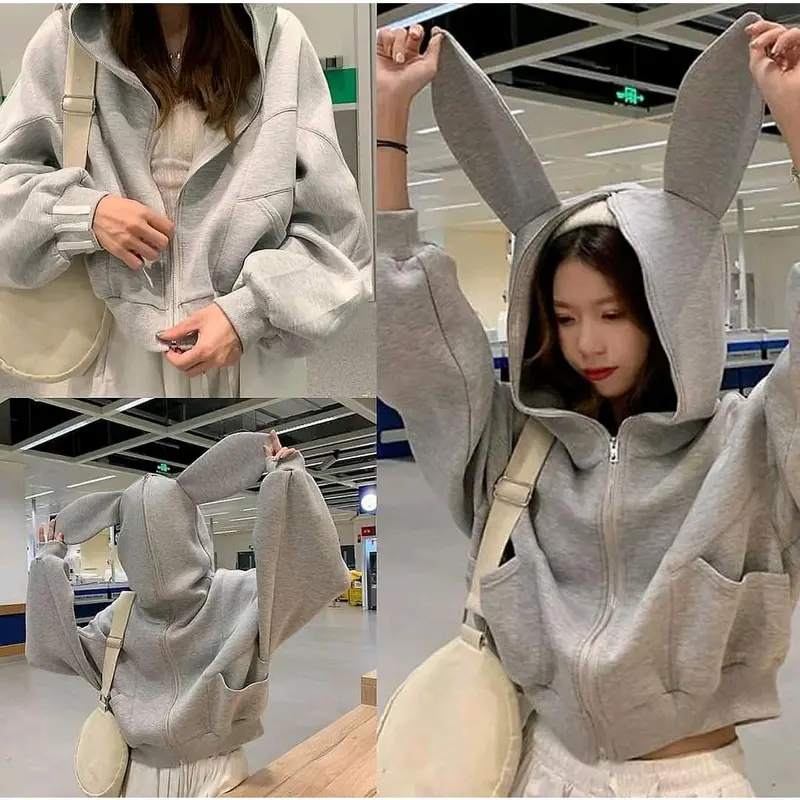JAKET WANITA RABIT CROOPE hoodie  gorengan 0