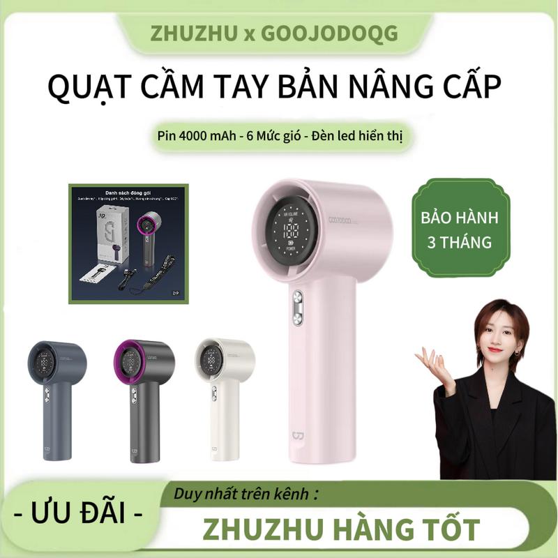 【GOOJODOQ*hiniha0xincha0 2024 Quạt cầm tay tốc độ cao mới ngoài trời di động 100 tốc độ màn hình kỹ thuật số turbo miniSố Pin 4000 MaH Sử Dụng Lên Đến 2-10H Usb Mobile