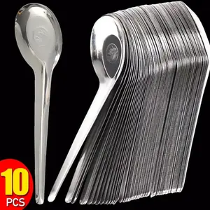 1/5/10/20PCS Sendok Sup Stainless Steel Perak Sendok Dessert Peralatan Makan Sendok Sup Nasi Makan Malam Peralatan Dapur Rumah Alat Memasak