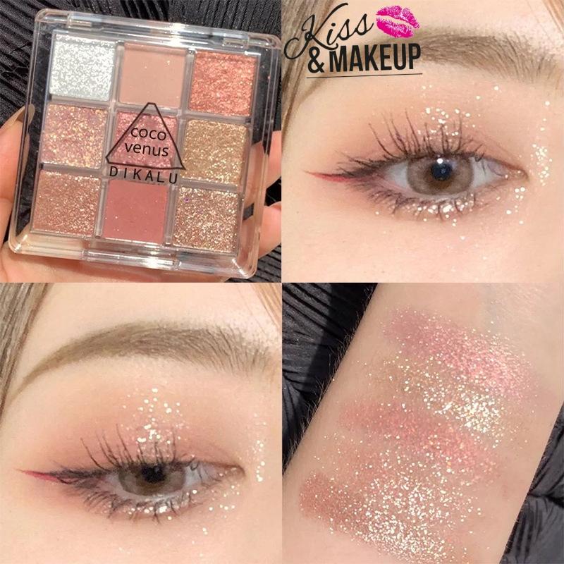 Bảng phấn mắt 9 ô DIKALU hiệu ứng nhũ lì lung linh chống nước lâu trôi (A174) DKL-029 Trang Điểm Mỹ Phẩm