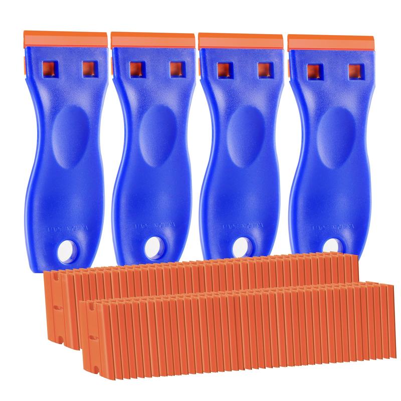 4 PCS Plastic Razor Blade Scraper 120 Blades Cleaning Tool for Adhesive ...