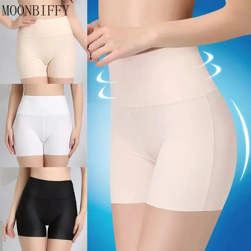 Quần Đùi An Toàn Cho Nữ, Quần Mùa Hè, Liền Mạch, Mỏng, Làm Bằng Lụa Lạnh Cạp Cao Quần Lót, Thích Hợp Cho Phụ Nữ Và Trẻ Em Gái, Chống Rỗng, Đồ Lót Corset Women Màu Đen