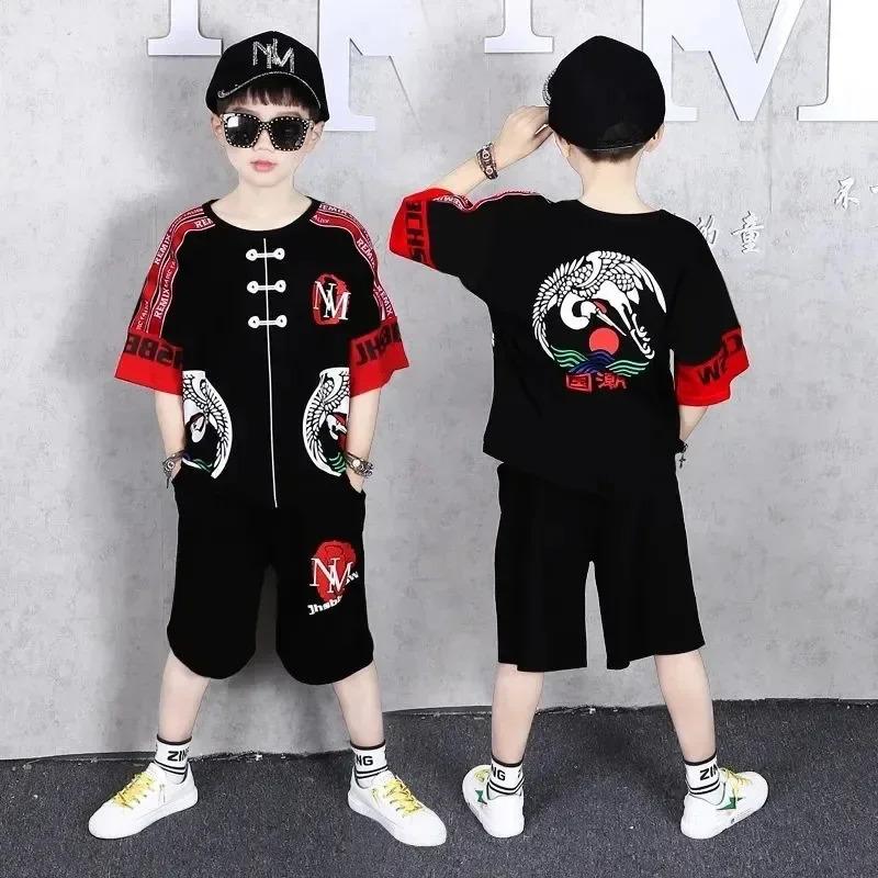 Bộ Đồ Bé Trai Cotton Nguyên Chất AG SHOP, ngắn Tay, Thời Trang Sành Điệu, Phong Cách Trung Quốc, Trang Phục Biểu Diễn, Phong Cách Trung Quốc, Thích Hợp Cho Mùa Hè, Xu Hướng Trung Quốc, [Angel] ✨ [Hàng Mới Về] 4