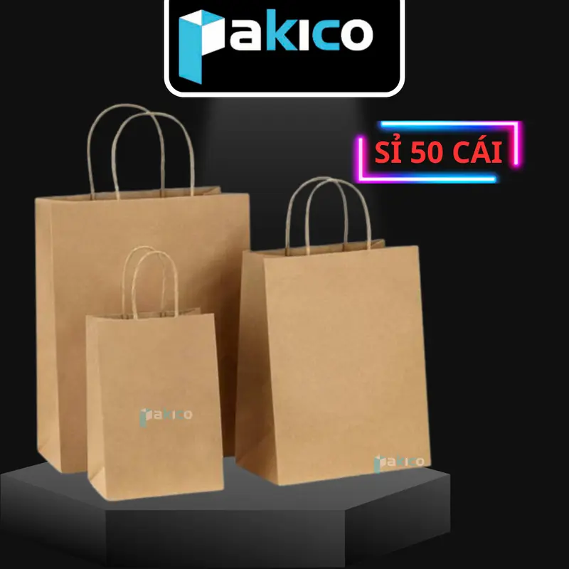 Túi Giấy Đựng Quà Tặng Mini/ Size To - Túi Giấy Kraft Đựng Quần Áo/Thực Phẩm  - Túi Giấy Xi Măng PAKICO 0