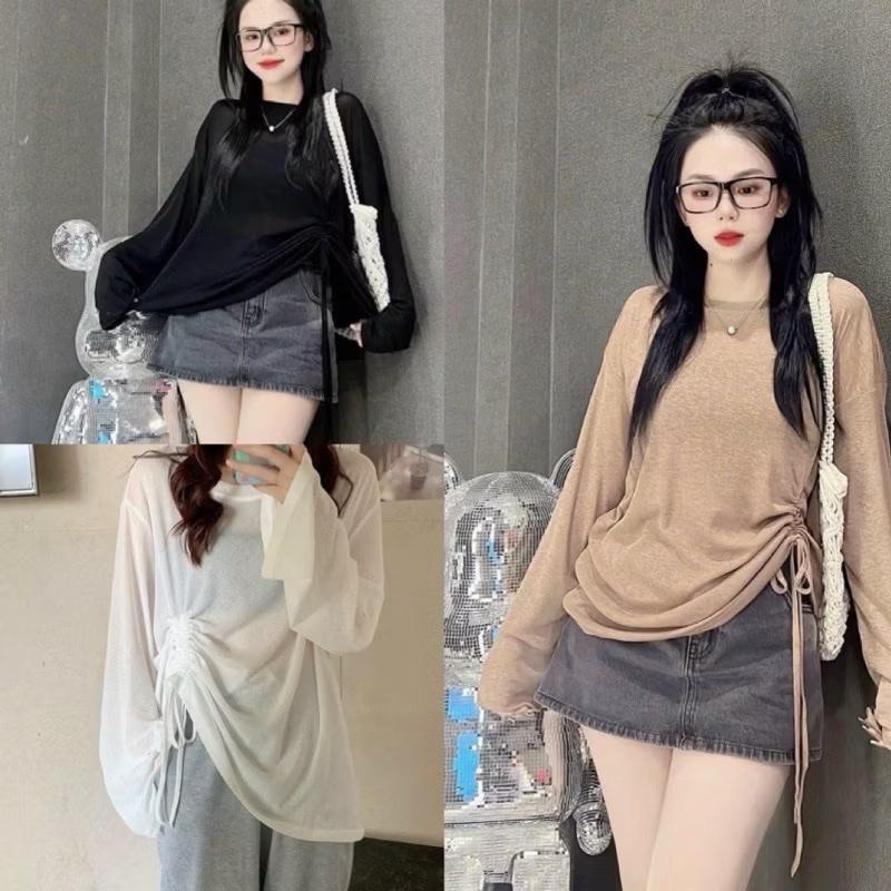 [ A-145 ] Áo thun giấy from rỗng rút dây 1 bên