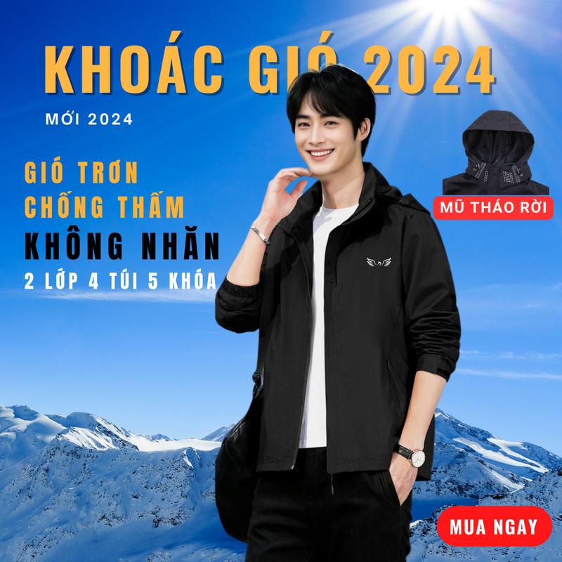 Áo Khoác Gió Nam Nữ K7 AG01 + AG02 4 Túi 5 Khóa Mũ Tháo Rời, Vải Gió Chống Nước Lót Lưới Cao Cấp Mũ Tháo Rời Menswear Jacket Cổ Cao