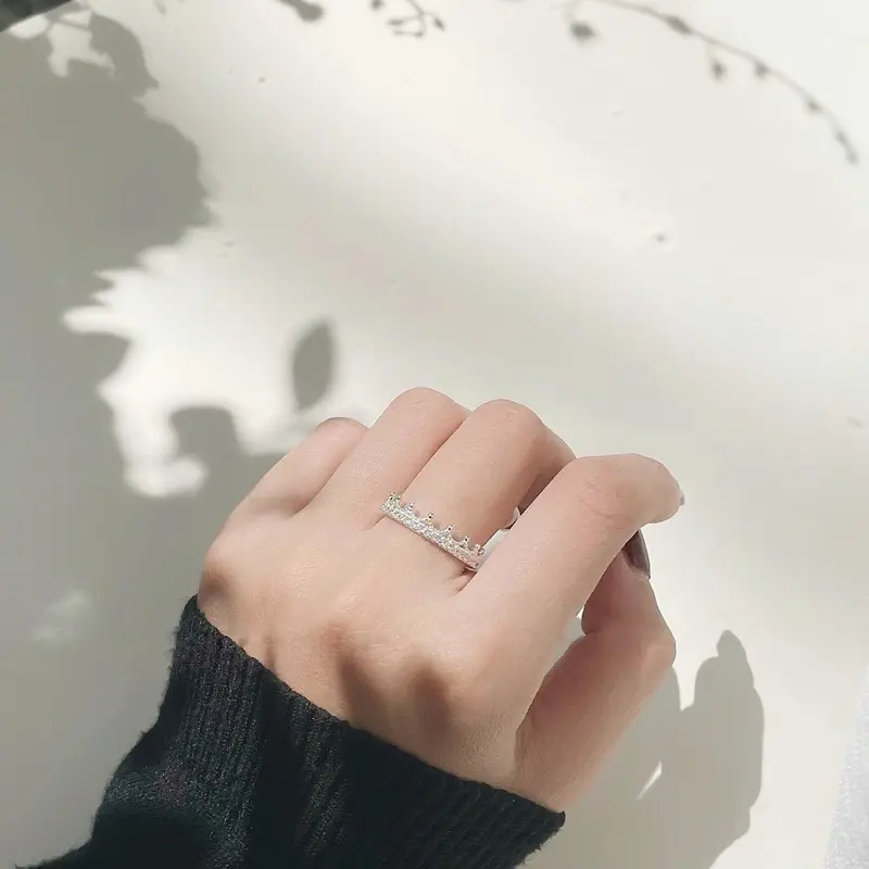 Nhẫn vương miện đính đá cao cấp - TUNA SILVER 1