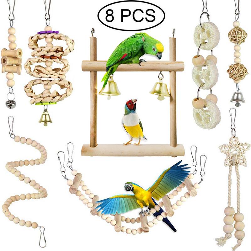 Product Introduction of 8pcs Bird Parrot Swing Chewing Toys-Hanging Bell Bird Cage Toys Suitable for Small Parakeets, Cockatiels, Conures, Finches,Budgie,Macaws, Parrots, Love Birds 10