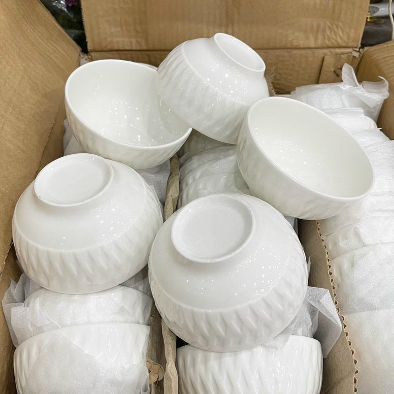  Giá Siêu Rẻ - Bát Ăn Cơm Bát Chè Đĩa Sứ Chén Dĩa Sứ Dễ Thương Cute Decor Cao Cấp Dáng Tròn Màu Trắng Caro xinh Yêu 
