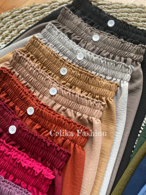 CELIKA || RAISA Celana Kulot Wanita Airflow Krinkel Premium | Celana Kulot Raisa Button | Celana Kulot Polos Premium 6