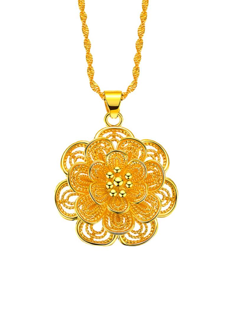 Product Introduction of SOURCE Vietnam Alluvial Gold Necklace Women 999 Pure Gold 18K Gold Plated Bow Flower Pendant Clavicle Chain Gold Plated 4