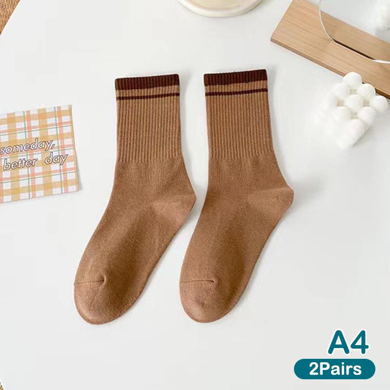 Product Introduction of 2Pair New Fashion Socks Solid Color Striped Socks Casual  Socks Casual Cotton Comfy Breathable Socks For Women Girls 28