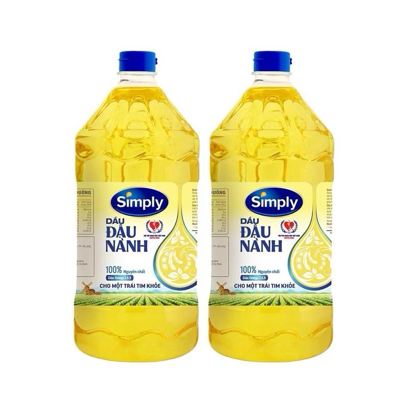 Combo 2 can Dầu ăn Simply đậu nành 2L nguyên chất
