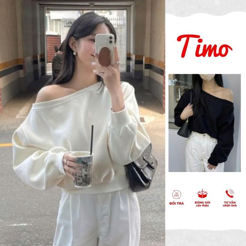 Áo kiểu nữ, Áo sweater trễ vai, Áo nỉ croptop khoét vai phong cách sexy cá tính AOT185