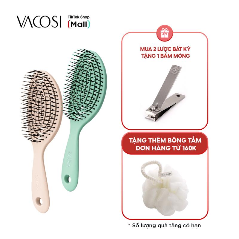 Lược gỡ rối giúp giữ nếp tóc và massage da đầu giảm tình trạng tóc gãy rụng và hư tổn VACOSI FLEXI DETANGLING BRUSH - C17