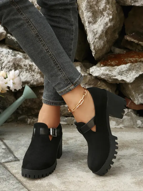 Women's Fashionable Solid Color Platform Mary Janes Shoes, Casual Comfortable Thick Sole Slip-on Shoes for Daily Wear, Female All-match Round Toe Shoes for Spring & Autumn, Girl 6