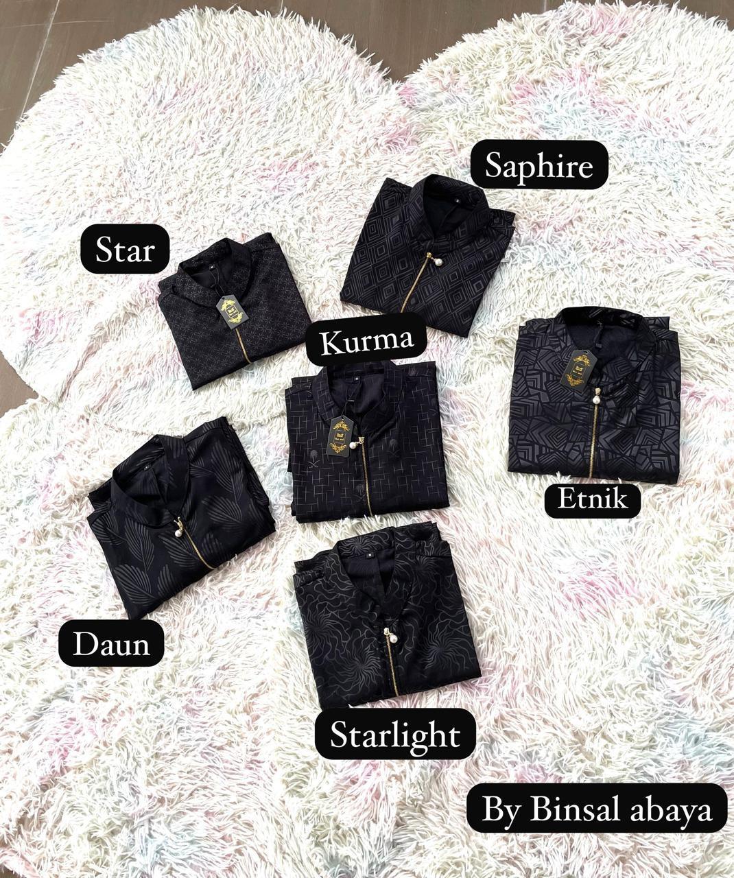 abaya embos basic star forzaleta exclusive Lembut Gamis Simple Wanita Muslim - star, S