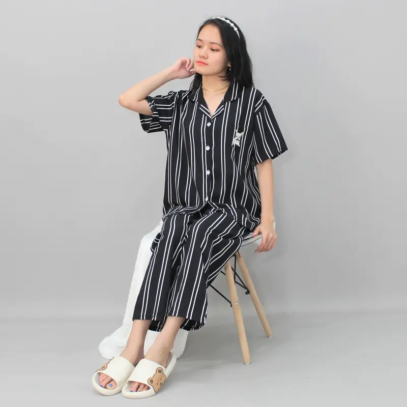 ST Bella Piyama Powysuit  Bahan Satin Sutra Baju Tidur Wanita Dewasa Celana Panjang lembut Setelan Pendek 2