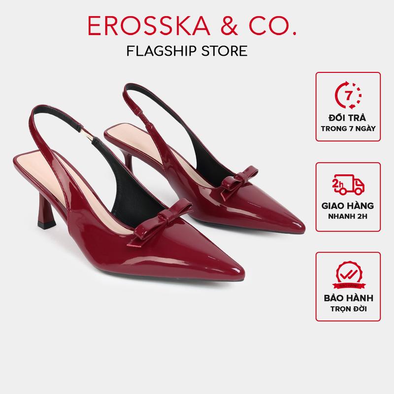   EROSSKA CLS  - Giày cao gót nữ mũi nhọn thời trang phối nơ màu đỏ 8cm _ EH056 
