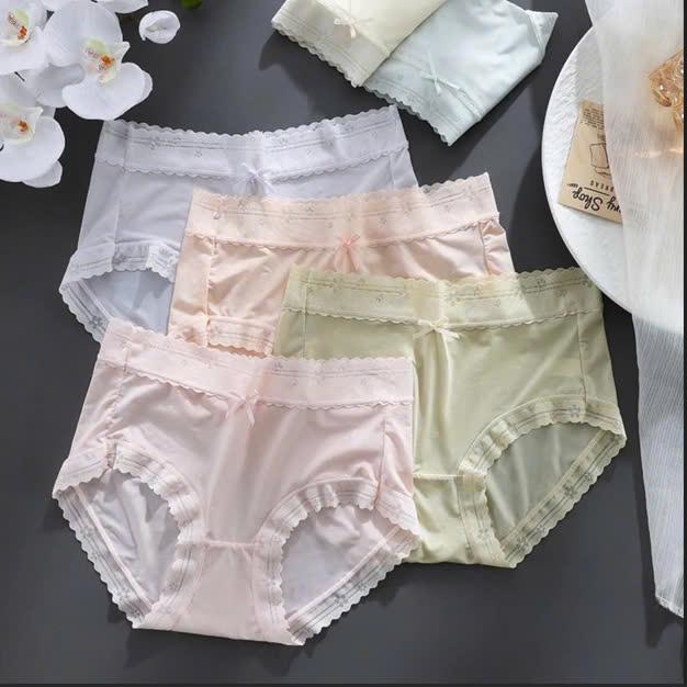  Sét 5 Quần Lót Nữ Su Lụa Băng Cạp Ép Cao Cấp Siêu Co Dãn Tàng Hình Thoáng Mát Họa Tiết Tim Nhỏ Mã 2955 