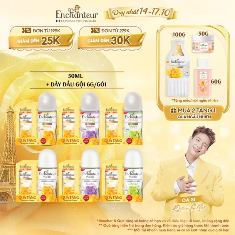 [TẶNG 10 Gói Dầu Gội 6g/gói] Lăn khử mùi hương nước hoa Enchanteur 50ml (Tặng mùi ngẫu nhiên)