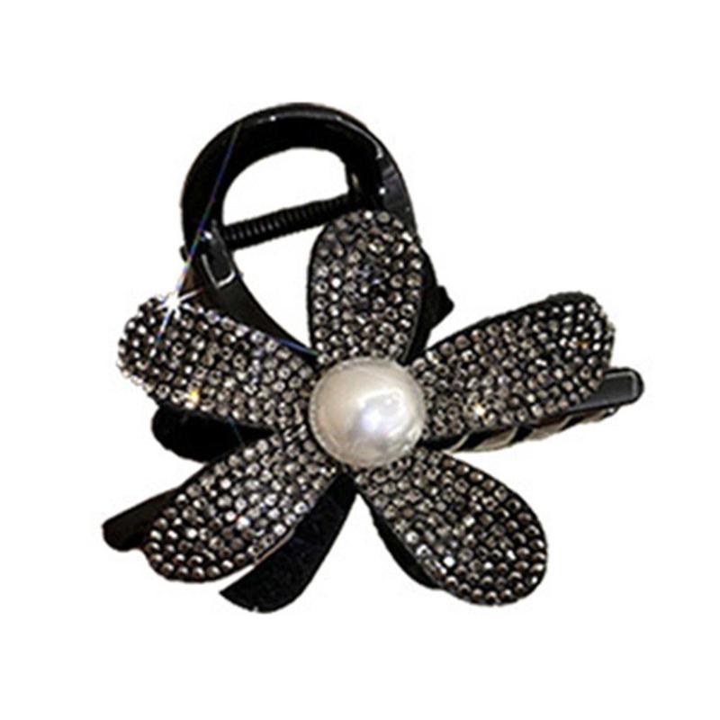 Product Introduction of Light Luxury Simple And Elegant Sparkling Flower Clip Female Bun Hair Clip Back Of Head Hair Clip Bright Flash Flower Shark Clip Versatile Exquisite Headdress 9