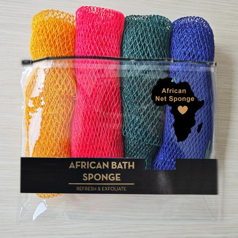 4 Piece African Exfoliating Net Sponge Bundle, for SENSITIVE SKIN, Bath ...