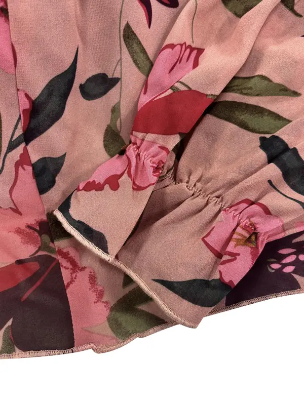 【Plus Size】 Floral Print V Neck Dress, Casual Fashion Long Sleeve Dress for Daily Outdoor Wear, Women Clothing for Spring Fall, Spring Dresses 5
