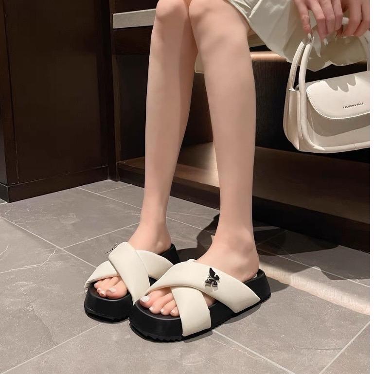 dép nữ quai phồng chéo chất đẹp CÁNH BƯỚM (QCCC FULL HỘP)