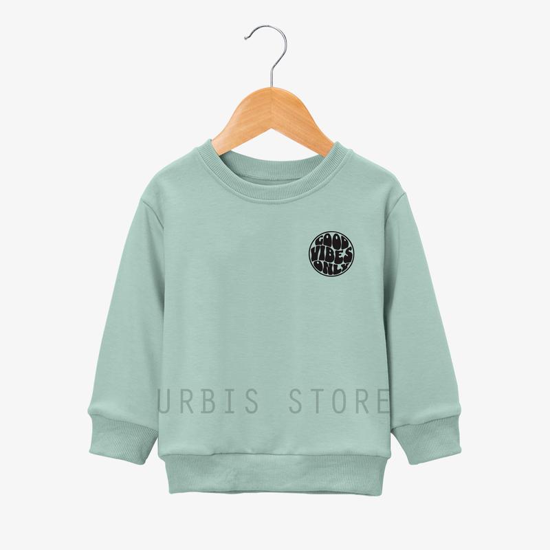 Sweater Anak Usia 3-13 Tahun Laki-laki Perempuan Motif Sablon GOOD VIBES ONLY Bahan Tebal Premium Fashion 3
