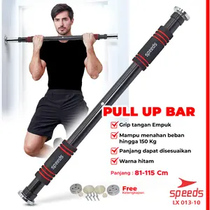 SPEEDS Alat Bantu Pull Up Bar Alat Fitness Portabel Panjang Maks 115cm Chin Up Bar Outdoor 013-10