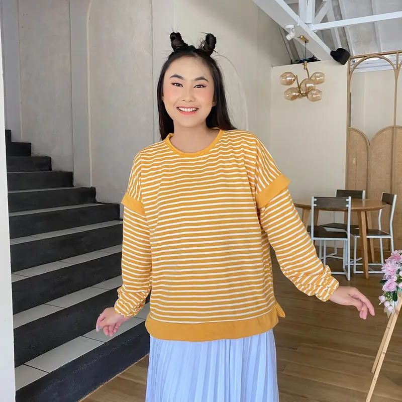Yoenik Apparel Sheefa Ayumi Stripes - Atasan Wanita Tangan Panjang - Top Oversize 2