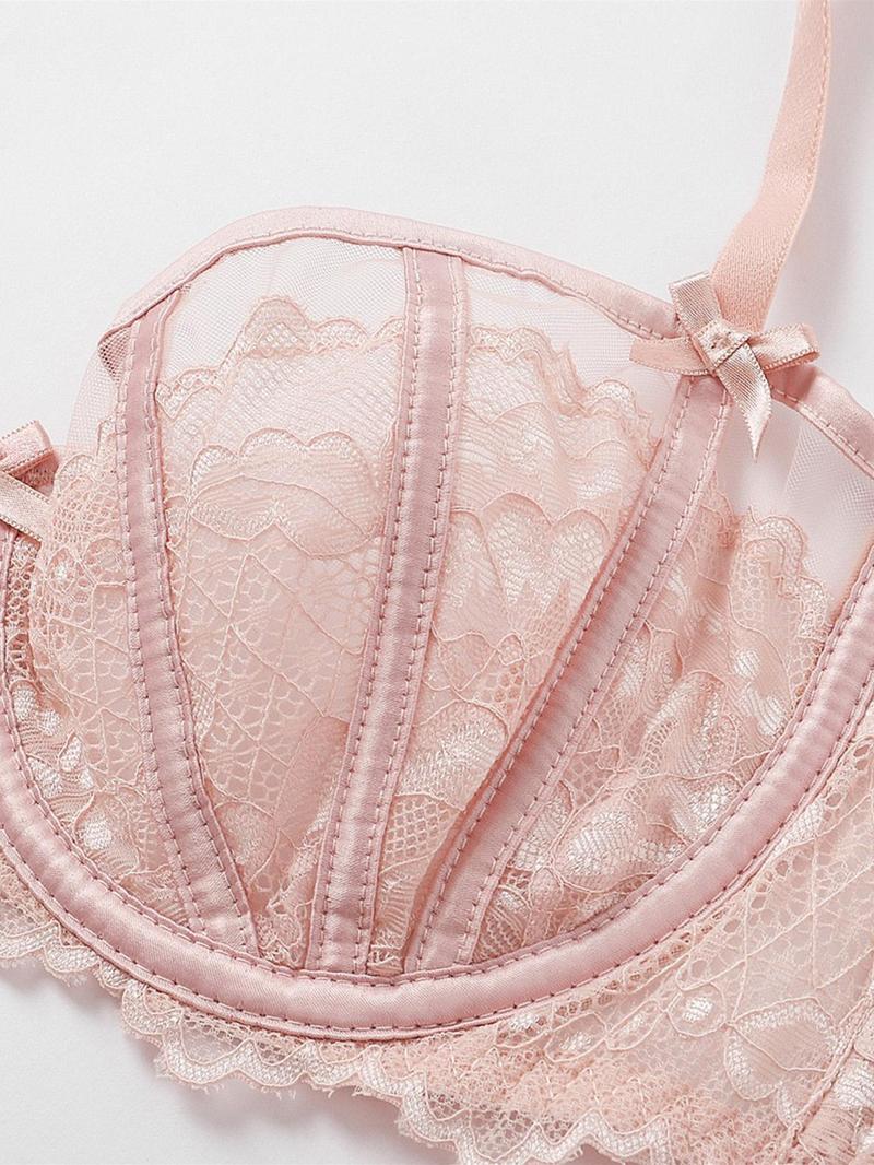 Product Introduction of Women's Bow Decor Floral Lace Bra, Elegant Adjustable Strap Push Up Bra Lingerie Top, Soft Comfortable Breathable Underwear for Women 14
