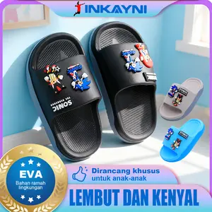 INKAYNI Sonic Sandal Anak Laki-laki/Remaja,Motif Kartun Sonic  Sandal Baim Pria Dewasa Size 24-35  Bahan Karet EVA Sandal Lembut Dan Nyaman Outdoor Desain Stylish Anti selip, tahan air, dan tahan lama.