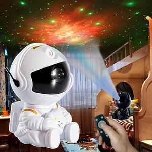 宇宙飛行士デザイン星空プロジェクター、銀河ナイトライト、リモコン付きLED投影ランプ、寝室インテリア照明   アンビエントライト
