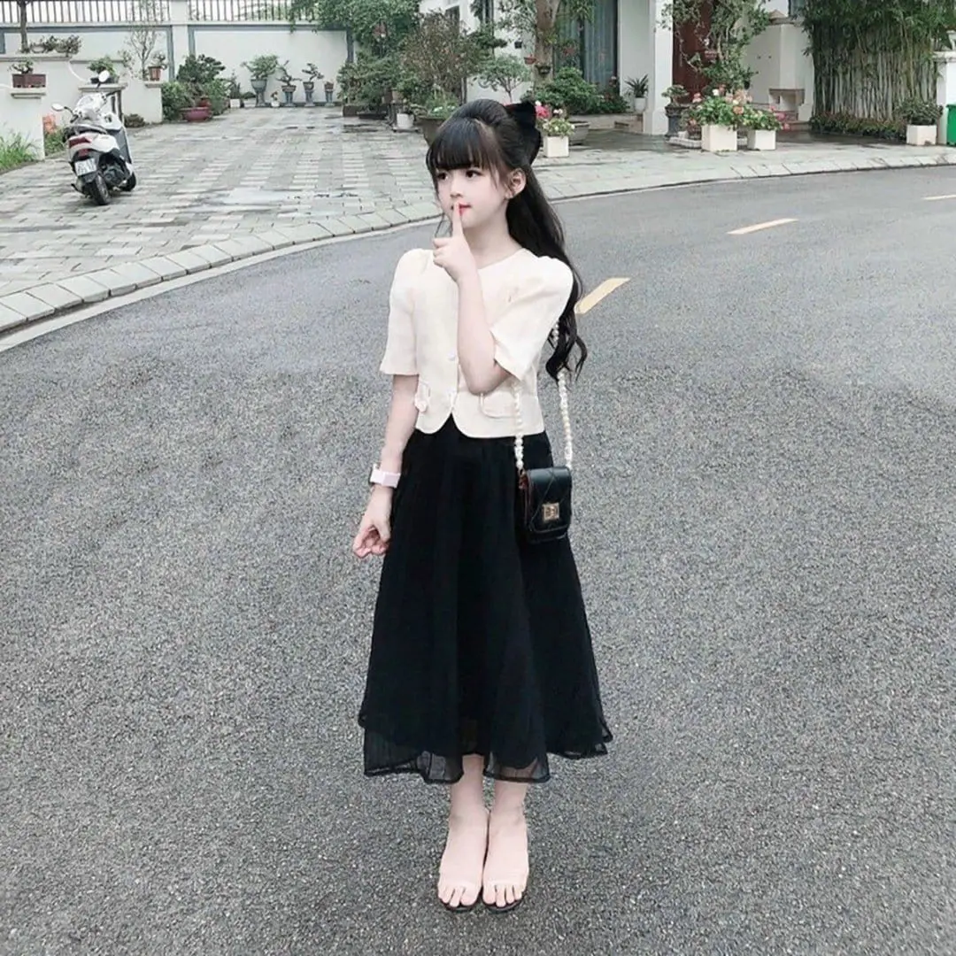 SIÊU RẺ - QUẦN ÁO TRẺ EM - SET ÁO VEST VÁY SANG CHẢNH