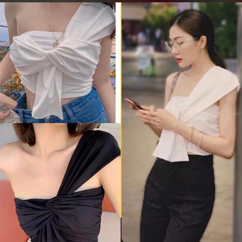Áo ống cúp ngực nữ thắt nơ lệch vai sành điệu