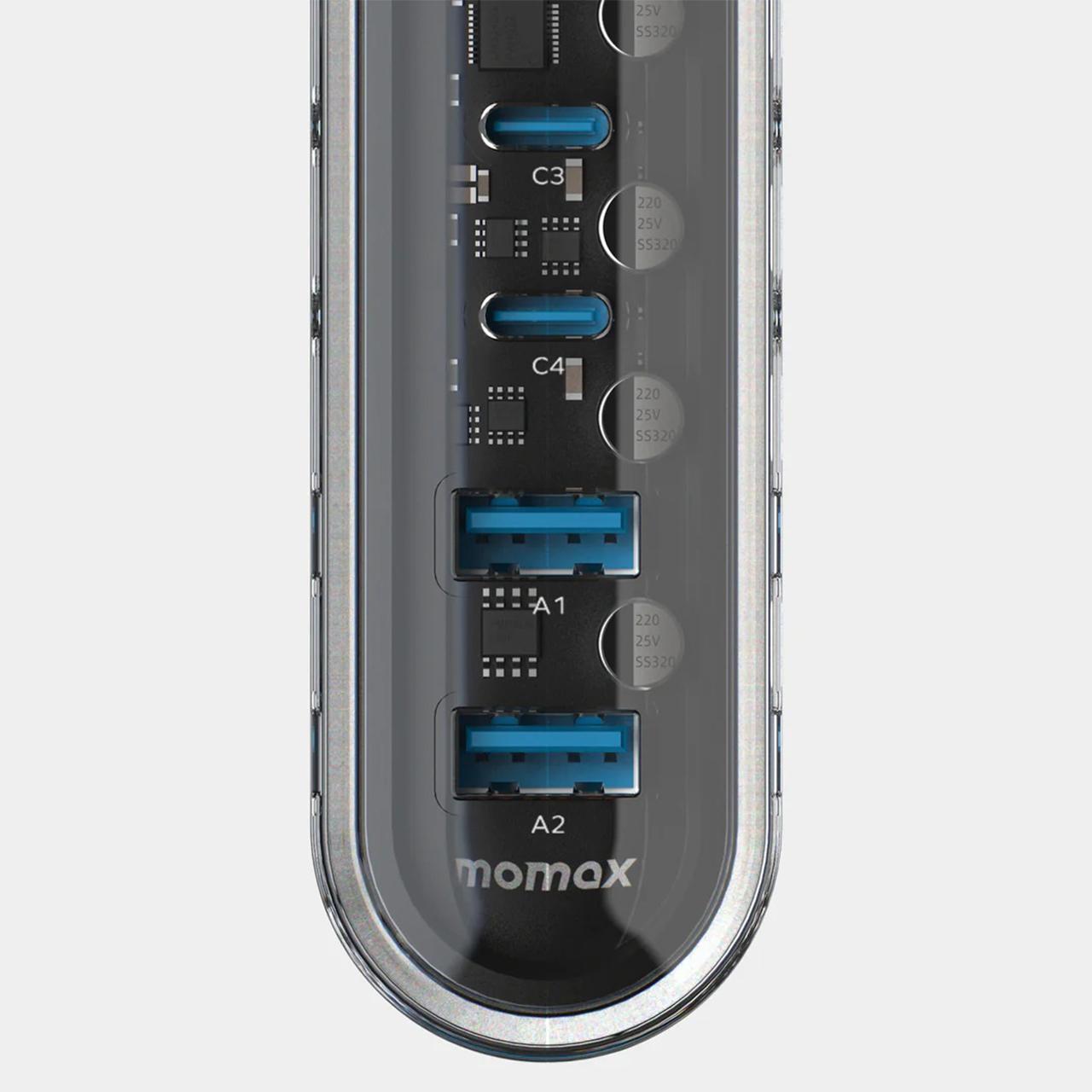 Momax Desktop Charger 120W 2A 4C GaN UK 1-Charge Flow+ - White UM55UKW