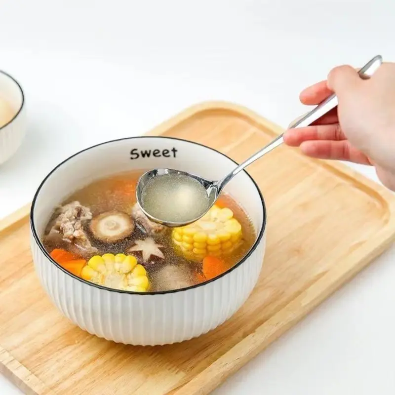 Stainless Steel Long Handle Soup Spoon, 1 Count Korean Style Large Capacity Ramen Noodle Spoon, Thickened Soup Spoon, Kitchen Utensils for Home 5