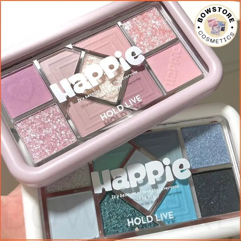 [THUỶ ĐỖ x BOWSTORE] Bảng Phấn Mắt Hold Live 9 Ô Happie, Phấn mắt nhũ lì cool tone, xanh khói trang điểm mắt xinh xắn Eyeshadow 2