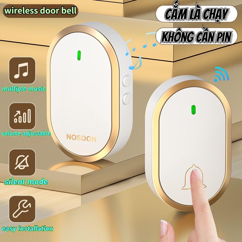 Chuông Cửa Không Dây Thông Minh Xuyên Tường Chống Nước Truyền Xa 300m Cực Nhạy -