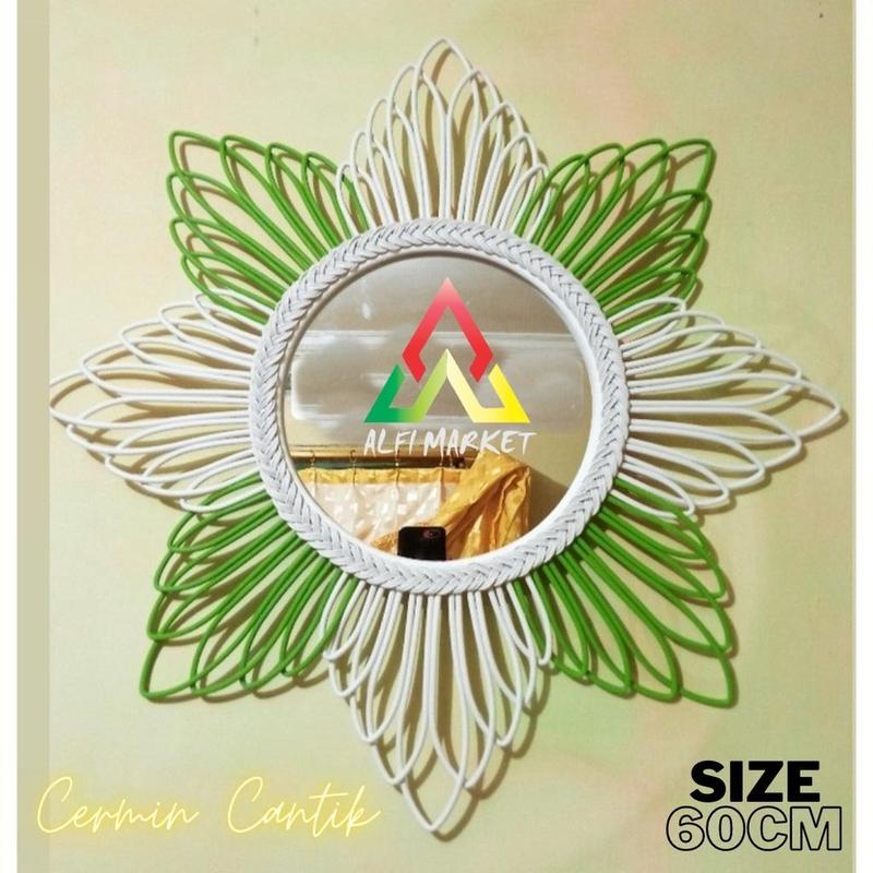 Kaca Rotan Kombinasi | Cermin Cantik Warna | Aesthetic Mirror | Cermin Hias Berwarna | Kaca Hiasan Dinding | Kaca Home Decor 2