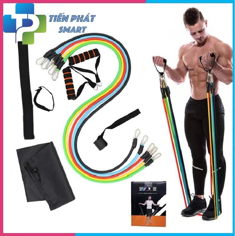 Bộ 5 dây ngũ sắc tập gym Full, dụng cụ tập gym đa năng kéo đàn hồi tập thể hình cao cấp tập Gym , Fitness , Yoga