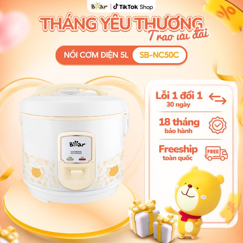 Nồi Cơm Điện Bear Nồi Cơm Điện 3 Lít - 5 Lít Nồi Nấu Cơm Gia Đình Nấu Cơm Ngon Giữ Nguyên Dưỡng Chất Tiết Kiệm Điện NC30C - NC50C